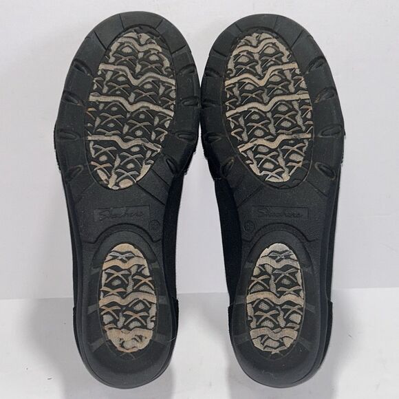 Skechers Slip On Loafer Relaxed Fit Women 7.5 Memory Foam Leather Trim Black EUC - Picture 8 of 9
